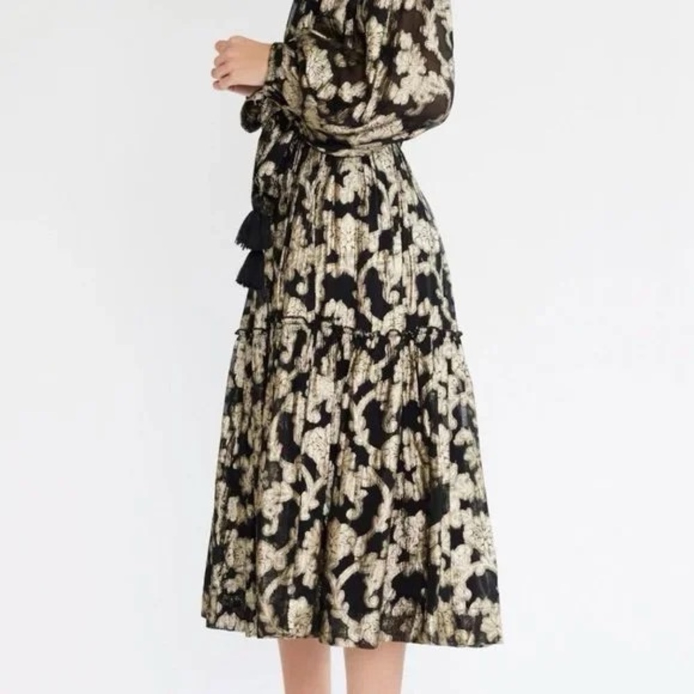 Mille Elegant Black and Gold Floral Dress - Picture 3 of 4